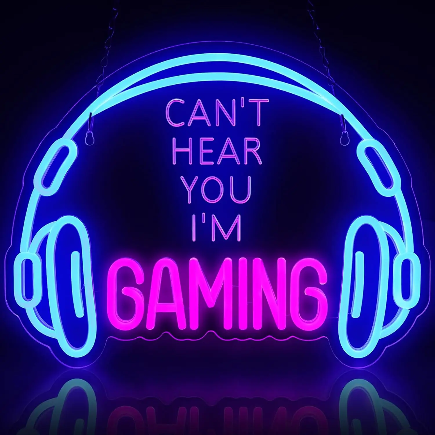 

Can't Hear You I'm Gaming Neon Signs Wall Decor Headset Gamer Headphone LED Light Game Zone Boy Man Room Birthday Christmas Gift