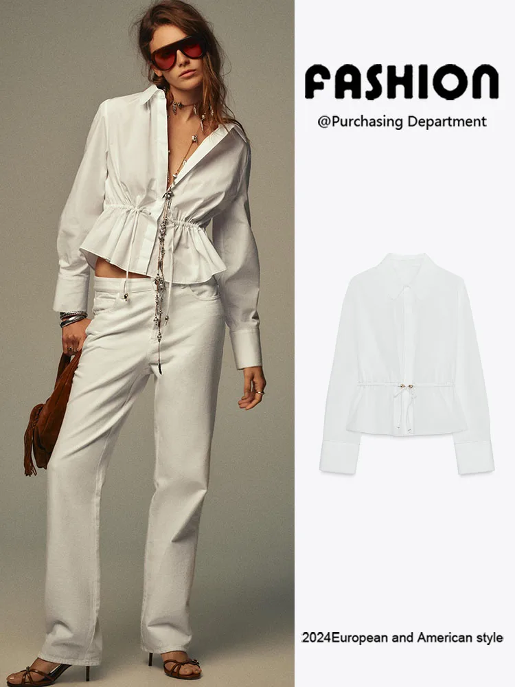 Autumn 2025 New Women's Long Sve  irt V-Ne with Stitching Belt Tie Detail in Silk Gauze Traditional Chinese C...