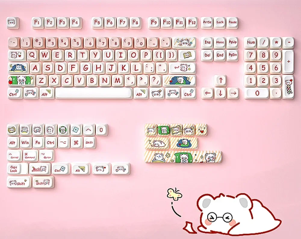 نظارات التجسس Bear Keycap MOT الارتفاع مناسبة لـ HI75 61 84 96 98 99 104 F87 وغيرها من لوحات المفاتيح اللاسلكية