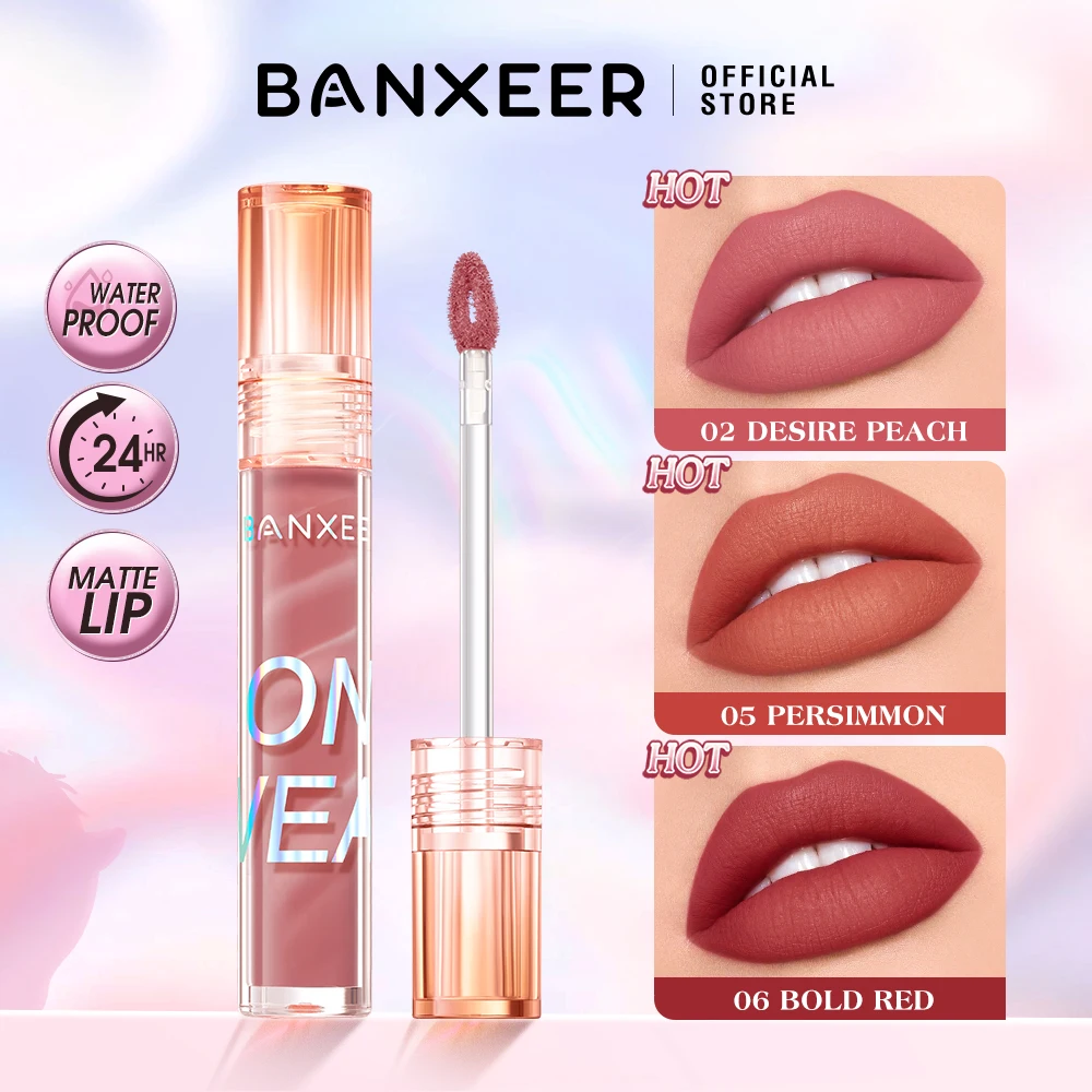 BANXEER Liquid Lipstick Matte Super Waterproof Long Lasting Highly Pigmented No Fade Non-stick Cup Lip Glaze Makeup for Women