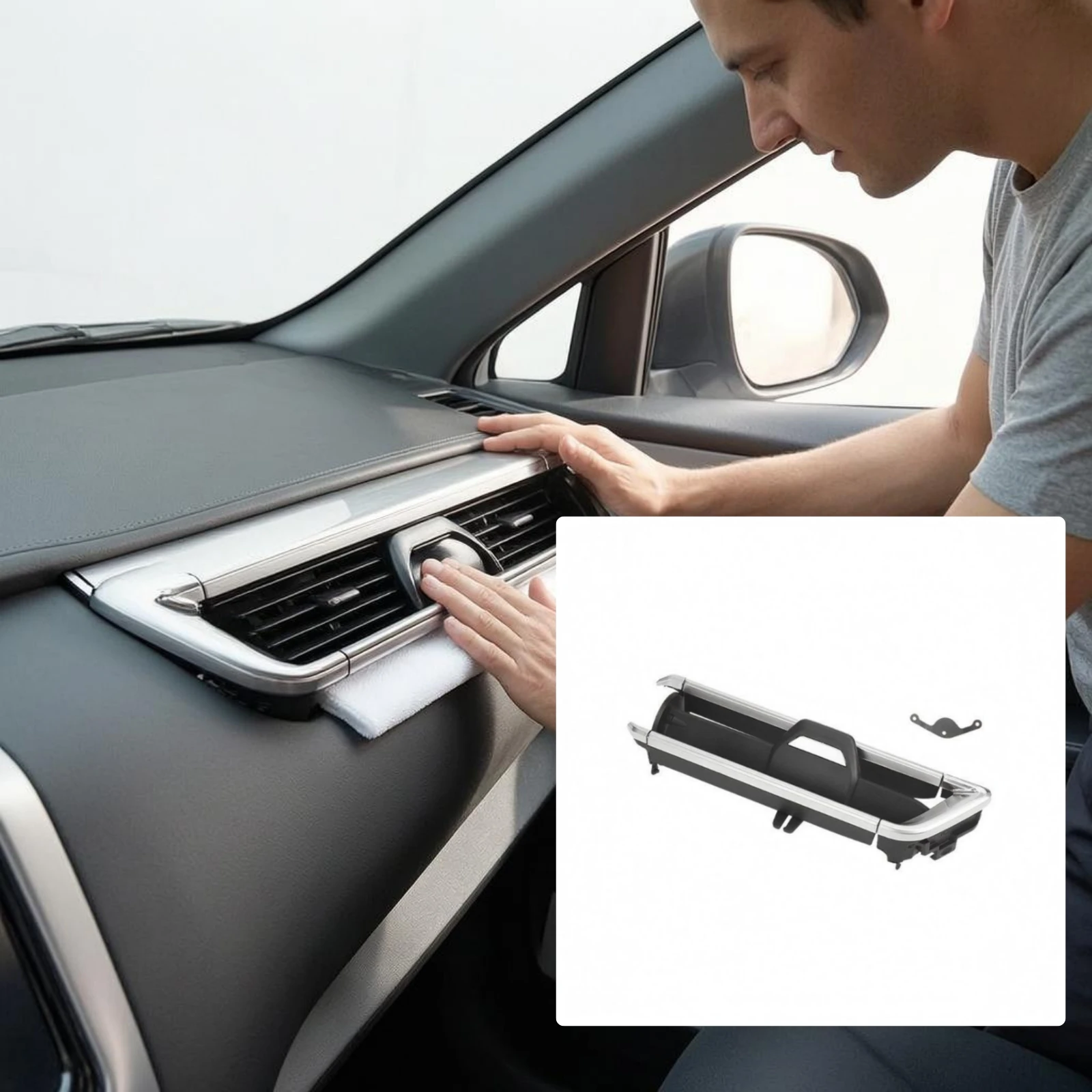 

Interior Vent Assembly Silver Trim Front and Center Air Vent Vehicle Component OEM Fit Car Part Heat-Resistant
