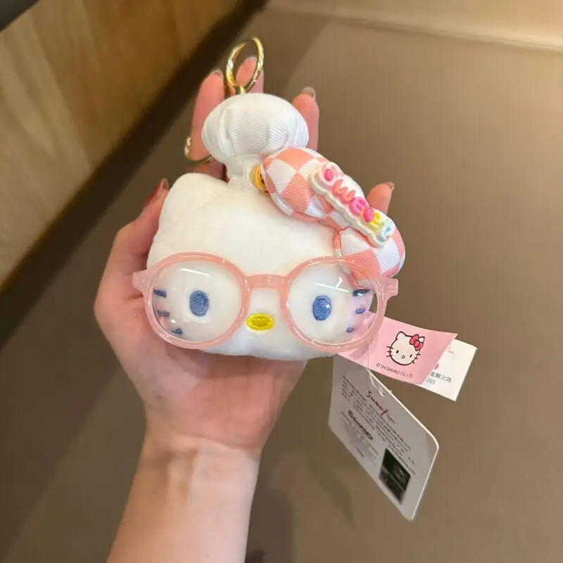 Sanrio hellokitty chaveiro de pelúcia kt gato mochila bolsa charme pingente bolsa acessório chaveiro presentes de natal dia das bruxas
