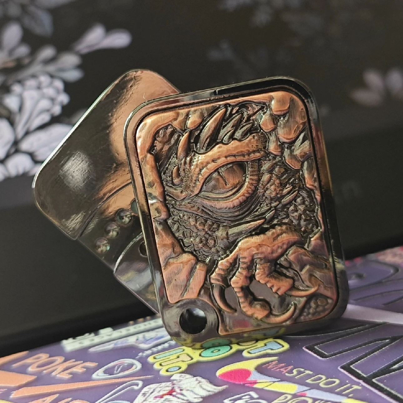 BPMODS Evil Dragon Push Fidget Slider EDC Fidgeting Zintuiglijke Anti Stress Metalen Fidget Spinner Speelgoed