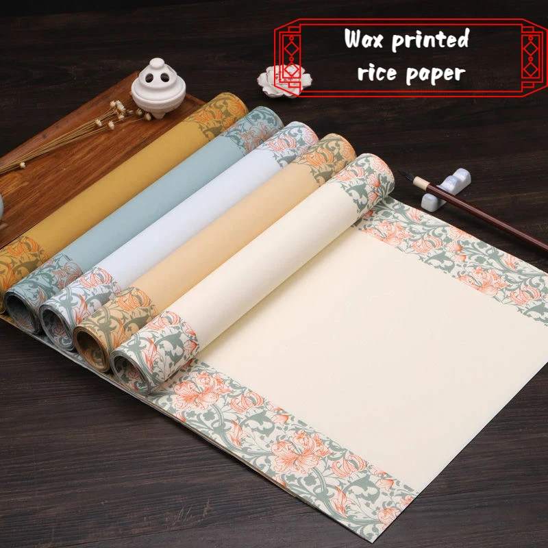 

Batik Calligraphy Xuan Paper Retro Colorful Brush Practice Half Ripe Rice Paper Vintage Regular Script Cursive Script Rice Paper
