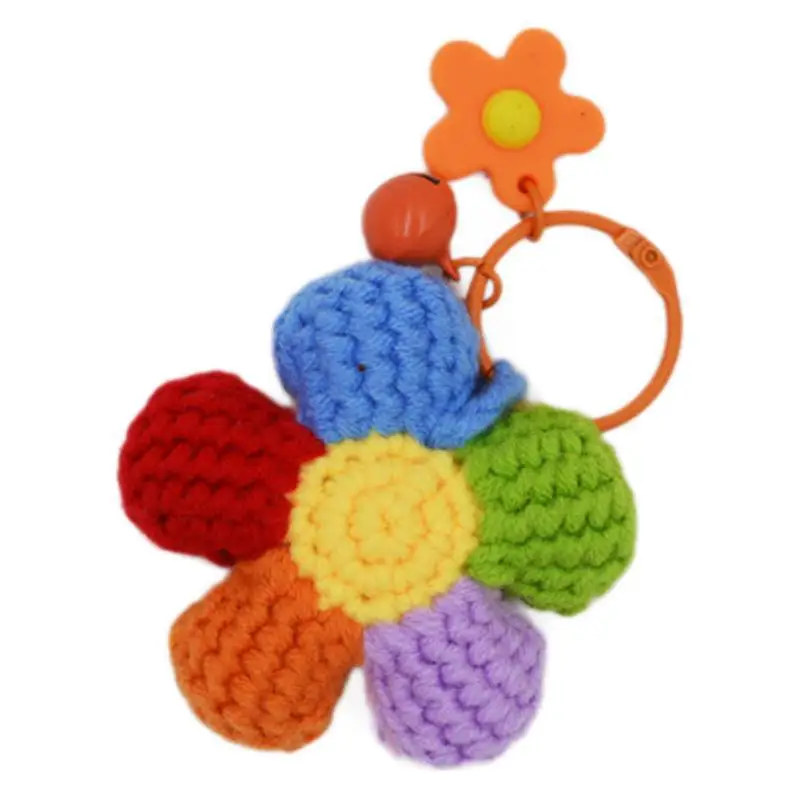 

Wholesale Handmade Crochet Doll Plush Stuffed Toy Small Red Flower Pendant Crochet Hook Handmade Yarn weaving Afghan Flower
