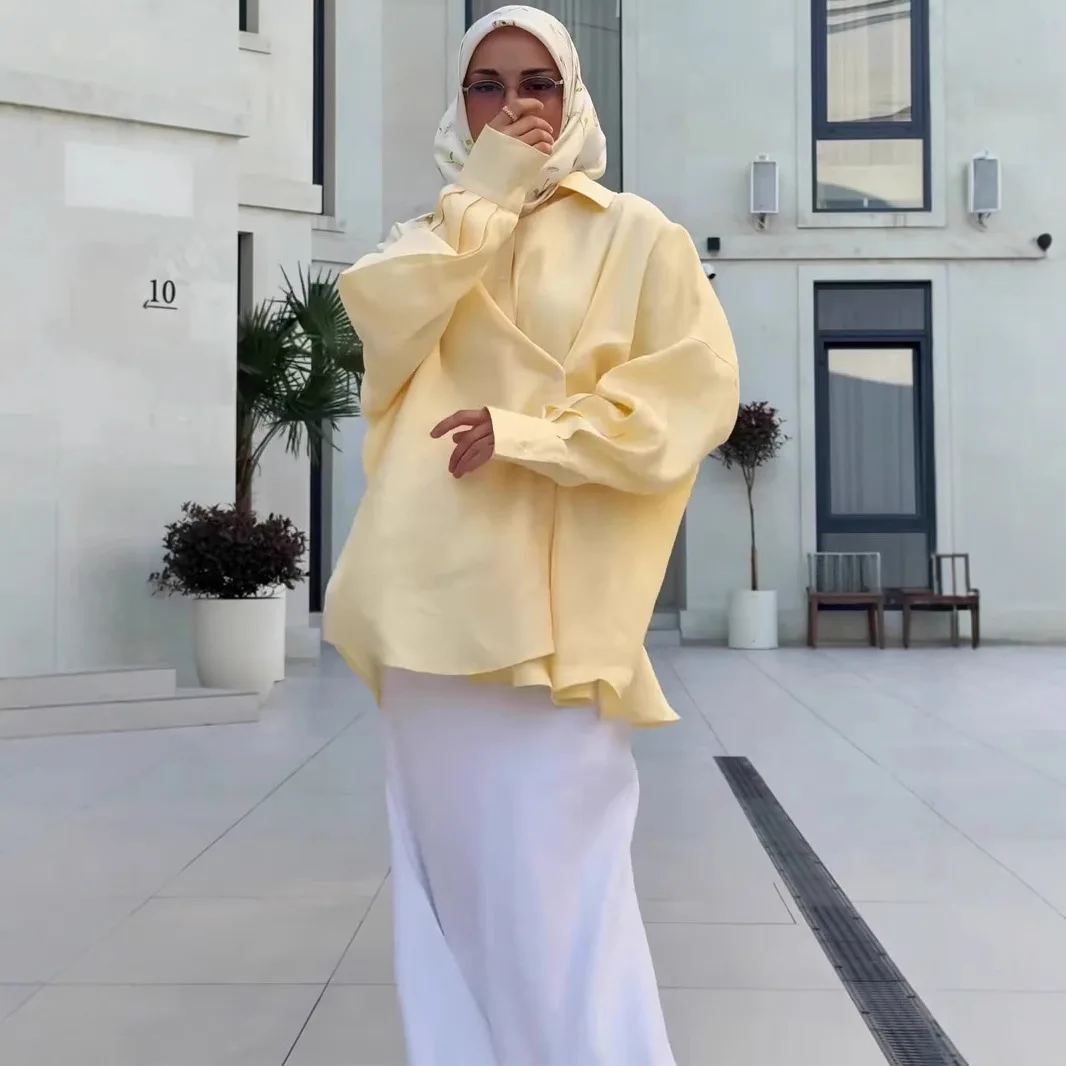Muslim Skirt Suit Women 2 Piece Set Shirt Top Long Skirts Single Breasted Morocco Dubai Ensemble Arabic Casual Outfits Ramadan
