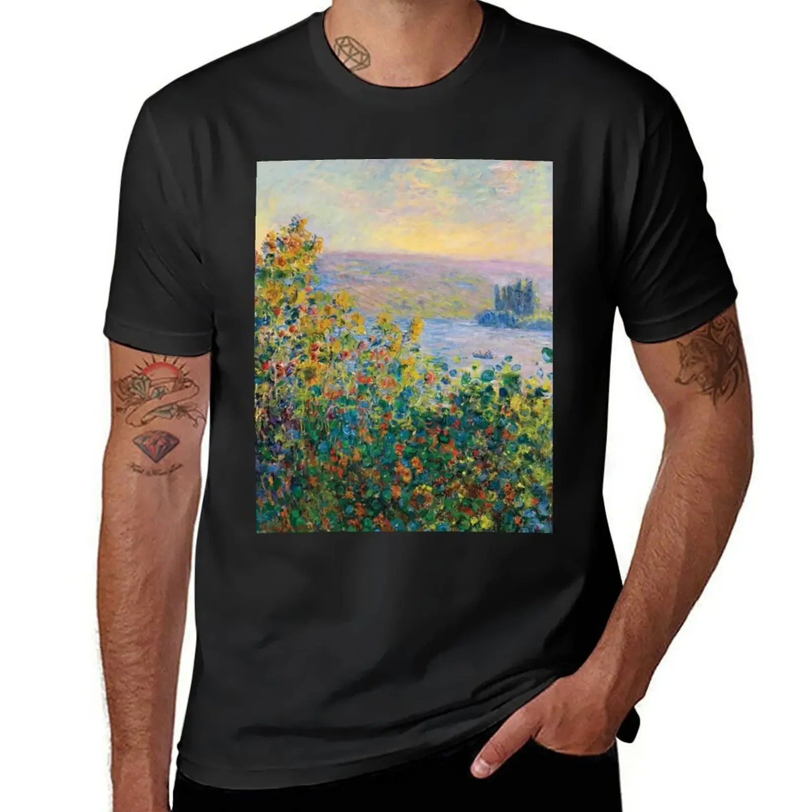 Claude Monet - Flower Beds at Vétheuil T-Shirt graphic shirts oversized t shirt mens clothes