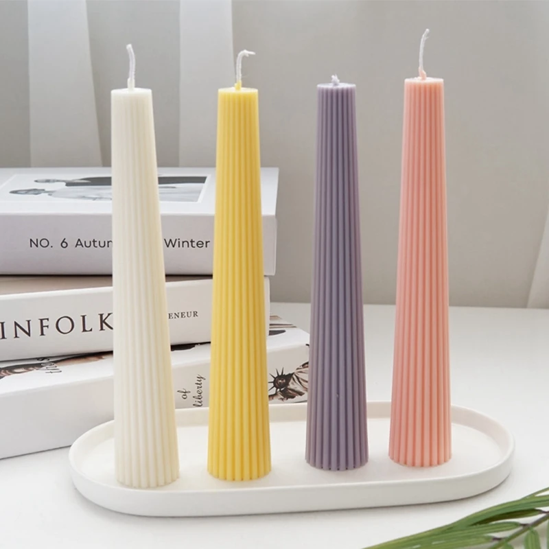 Striped Long Pole Column Aromatherapy Candle Mold Kit PC Plastic Acrylic Mold DIY Handmade Church Candle Making Tool