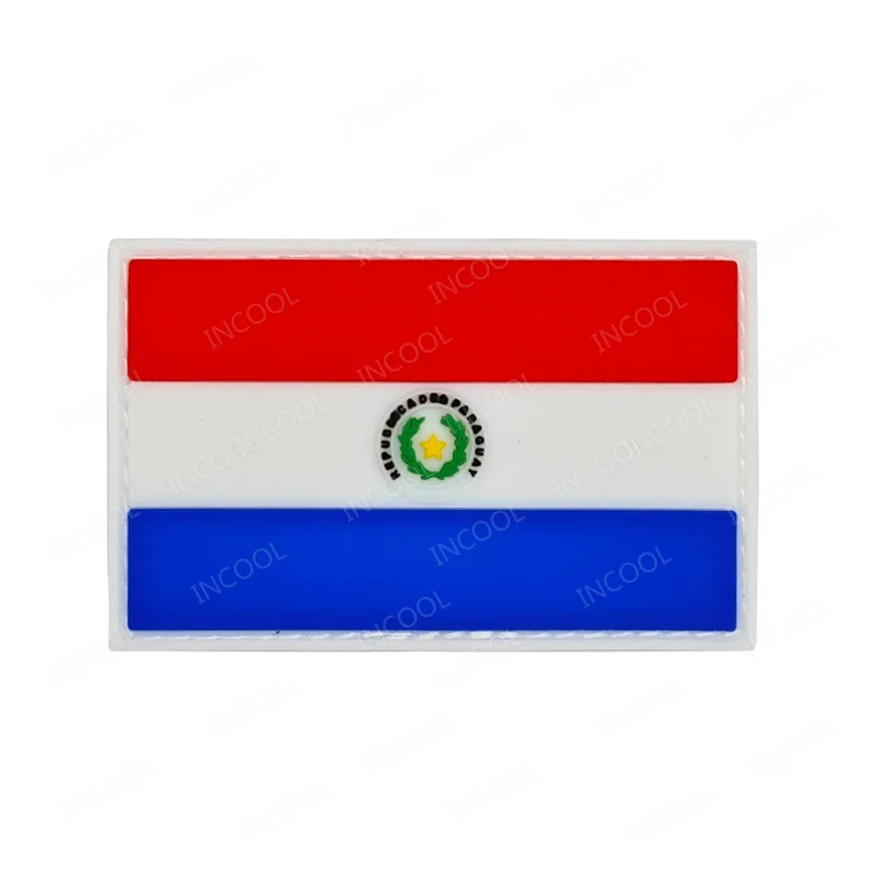 Paraguay Flag Embroidered Patch PVC Rubber Paraguayan Flags Patches Appliqued Decorative Patches For Clothing Backpack