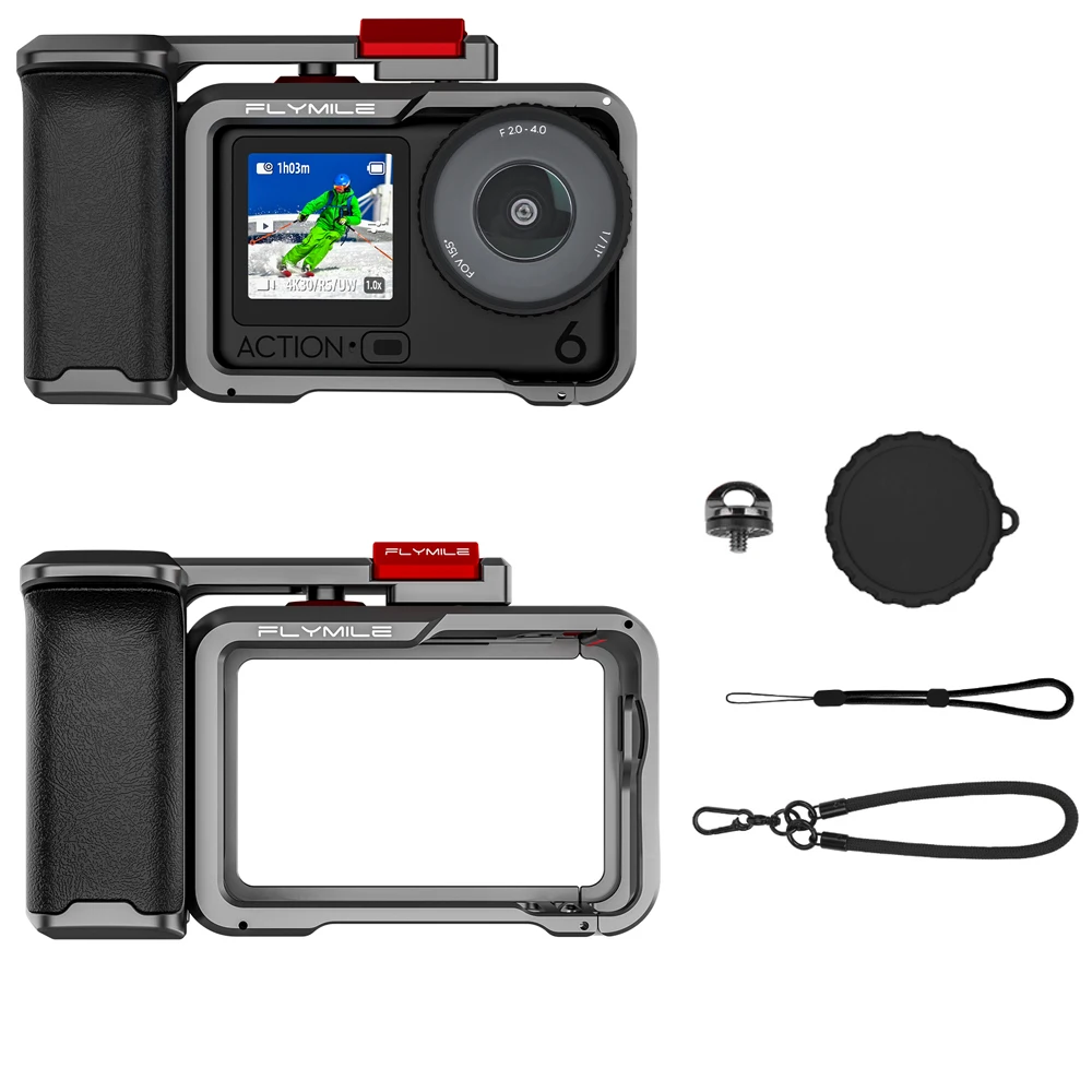 

Camera Shooting Bracket Grip Kit For DJI Osmo Action 6,Aluminum Protect Case Street Vlog Shooting Handle Protective Bezel Stand
