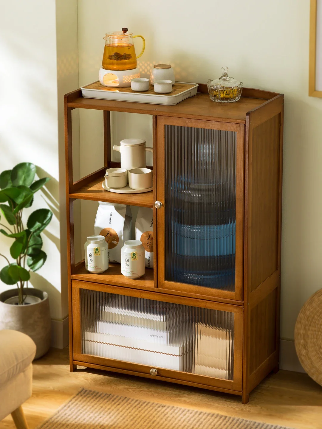 

Tea Cabinet Office Tea Dining Side Living Room Locker Sub-Kitchen Shelf Storage Cabinet Simple