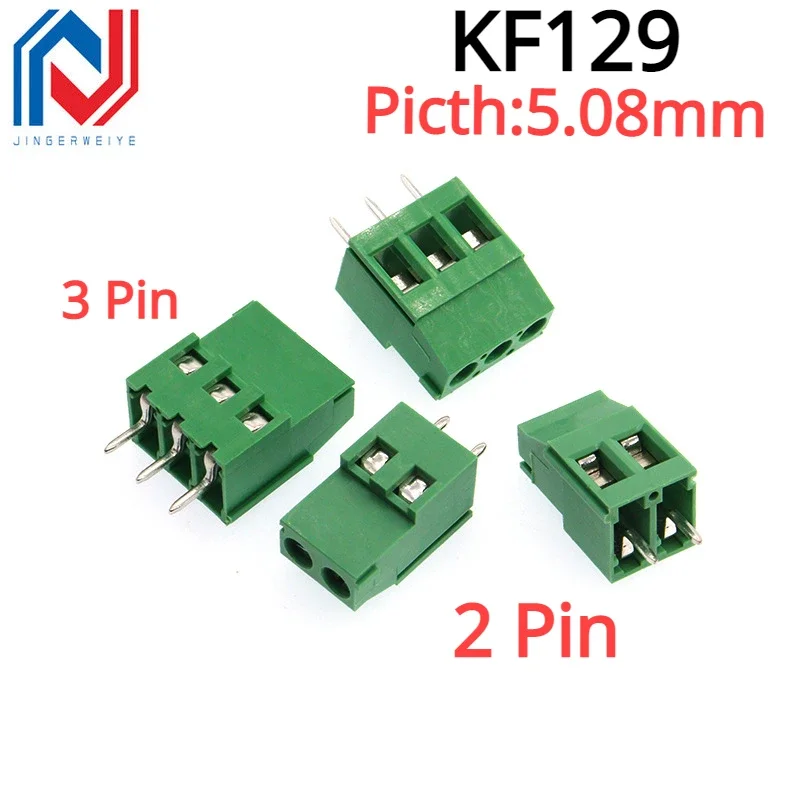 

10Pcs Green KF129 PCB Spliceable Screw Terminal Block Wire Connector 5.08mm Picth 2Pin 3Pin Straight Pin 300V Splice Terminal