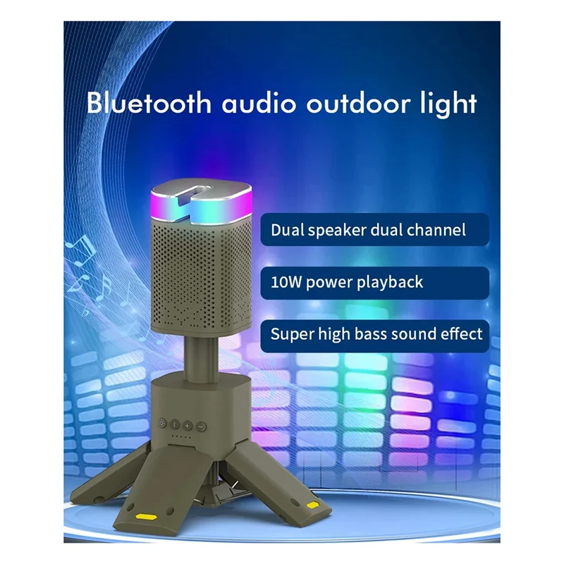 ABYN-Luce da campeggio con illuminazione telescopica 14000Mah Torcia LED impermeabile ricaricabile per esterni con altoparlante con supporto magnetico