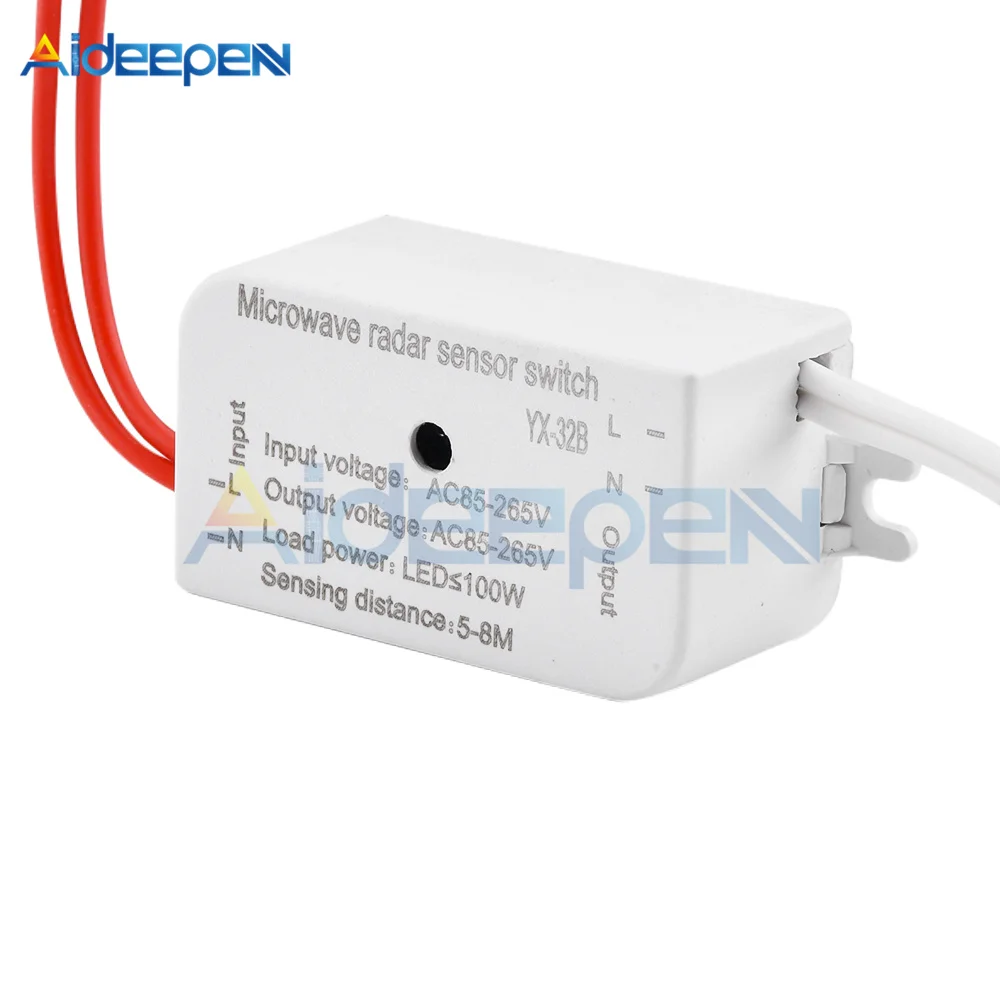 AC85-265V100W Microwave Radar Body Motion Sensor Module Adjustable For Time Distance Range Auto Infrared Sensor Switch