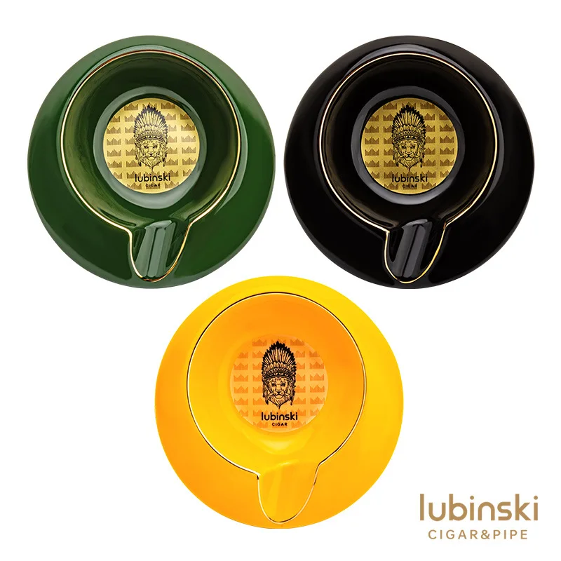 

Cigar Ashtray with Gilded Ceramic Large-capacity Portable Single-slot Ash Holder Home Office Decoration