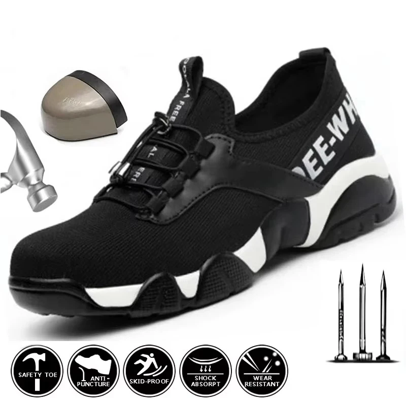 New Men Steel Toe Work Safety Shoes Lightweight Breathable Reflective Casual Sneaker Prevent Piercing Women Protective Boots 48