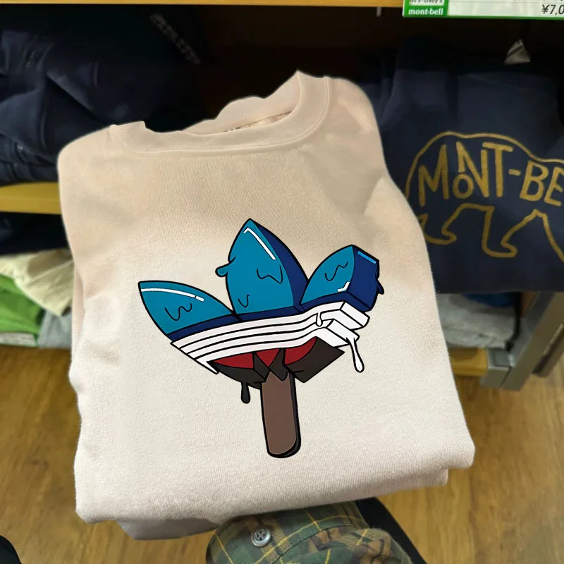 

Fashion Sports Brand Navy Blue T-shirt Designer Printing Pattern Ice Cream Fun Pure Cotton High Quality Unisex 2025 Summer New