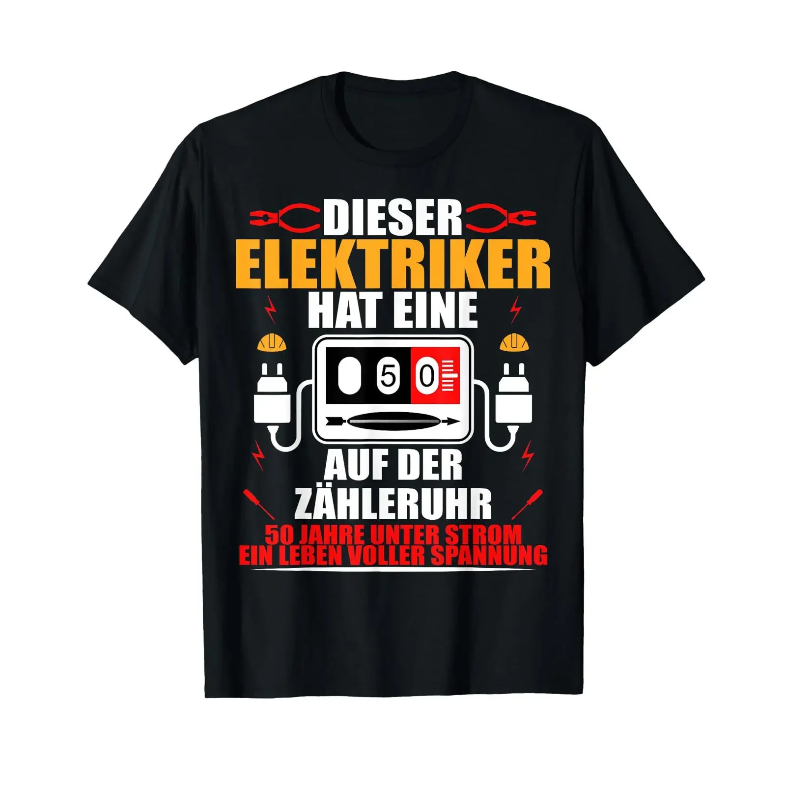 50 Auf der Meter Clock Electricians Birthday T Shirt vintage Washed Top For Everyday Wear Versatile designer clothes streetwear