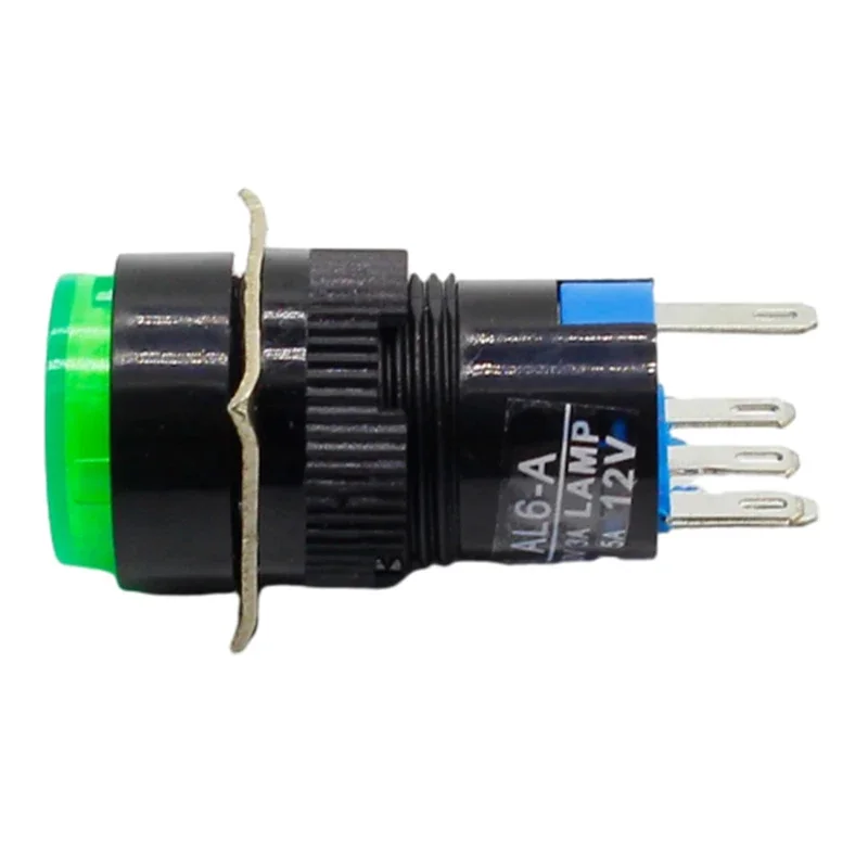 16mm DC 6V 12V 24V 220V LED Push Button Switch Blue Green Red Yellow White lamp Momentary push button auto reset