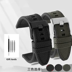 24 26 28mm For DIESEL DZ4318 Dz4500 Dz4506 DZ7420  Canvas Silicone Watch Strap Men's Officer Series  Accessories Nylon Watchband