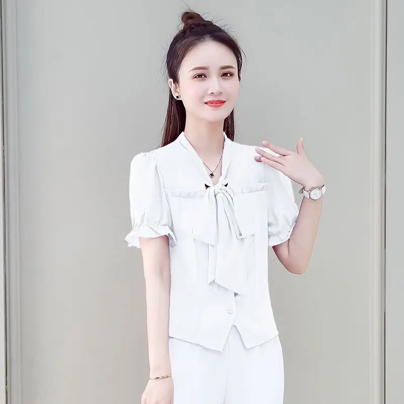 Elegante decote em v rendas até arco emendado babados camisas roupas femininas 2025 verão novo solto all-match topos blusas de manga borboleta