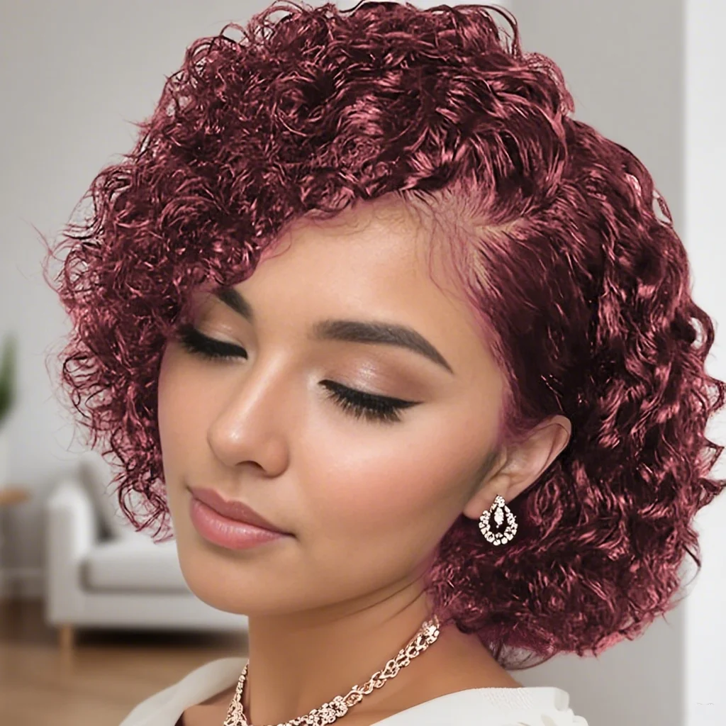 Women's 13x4 Lace Front Pixie Cut Wig, Short Curly Natural Wig