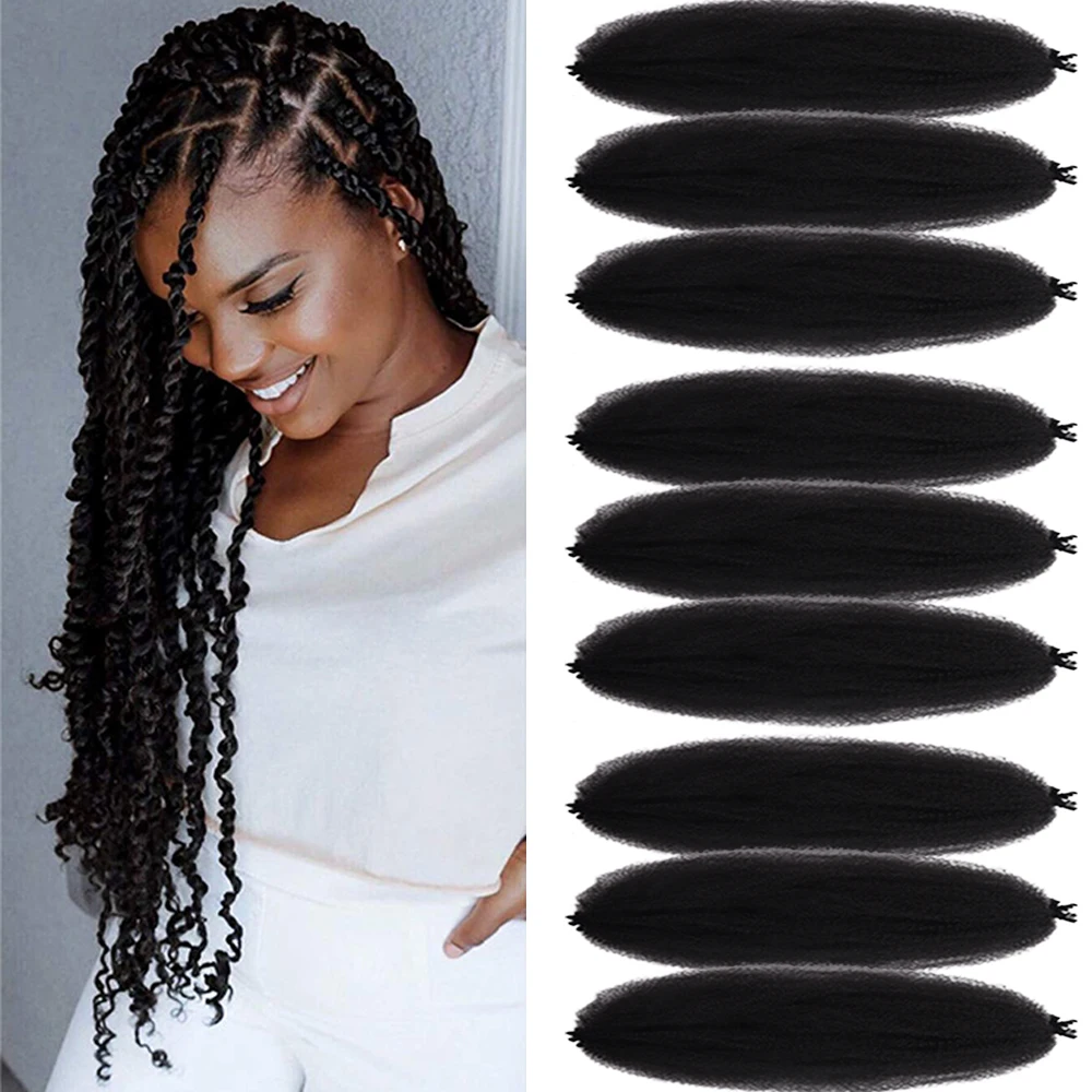 Springy Afro Twist Hair Synthetic  24 Inch Afro Twist Hair Fluffed Spring Twist Hair Pre Stretched Wrapping Hair for Soft Locs