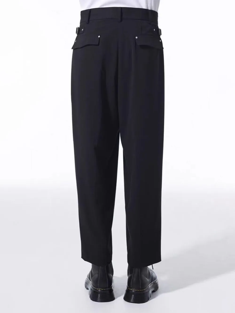 High Street Pants Autumn and Winter Men's Dark Style Huada Woolen Left Zipper Decoration Casual Streetwear Pants and Trousers