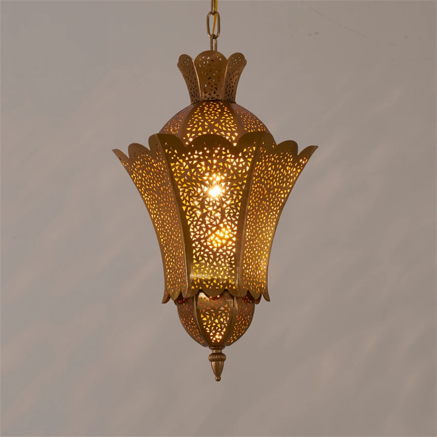 

Moroccan openwork bud metal pendant lights restaurant hotel villa clubhouse carved lamps living room hanging lights fixtures