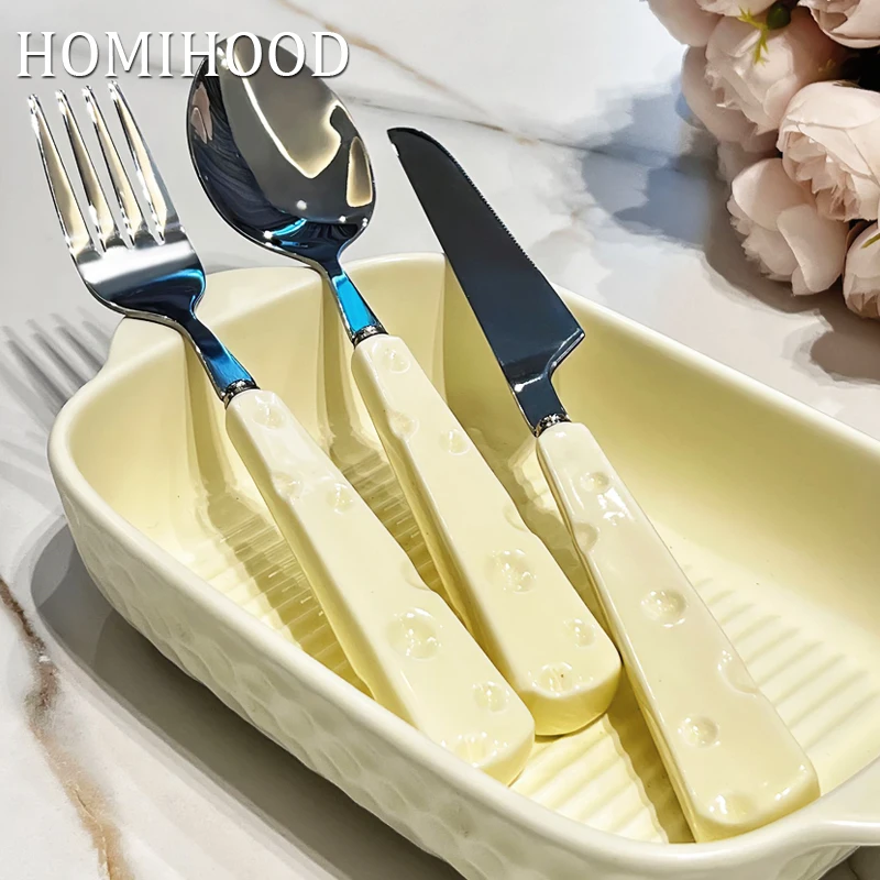 

Современная ложка из нержавеющей стали 304, вилка, нож, кофейные ложки, милая ручка для сыра, роскошный ресторан, отель, десерт, креативная посуда