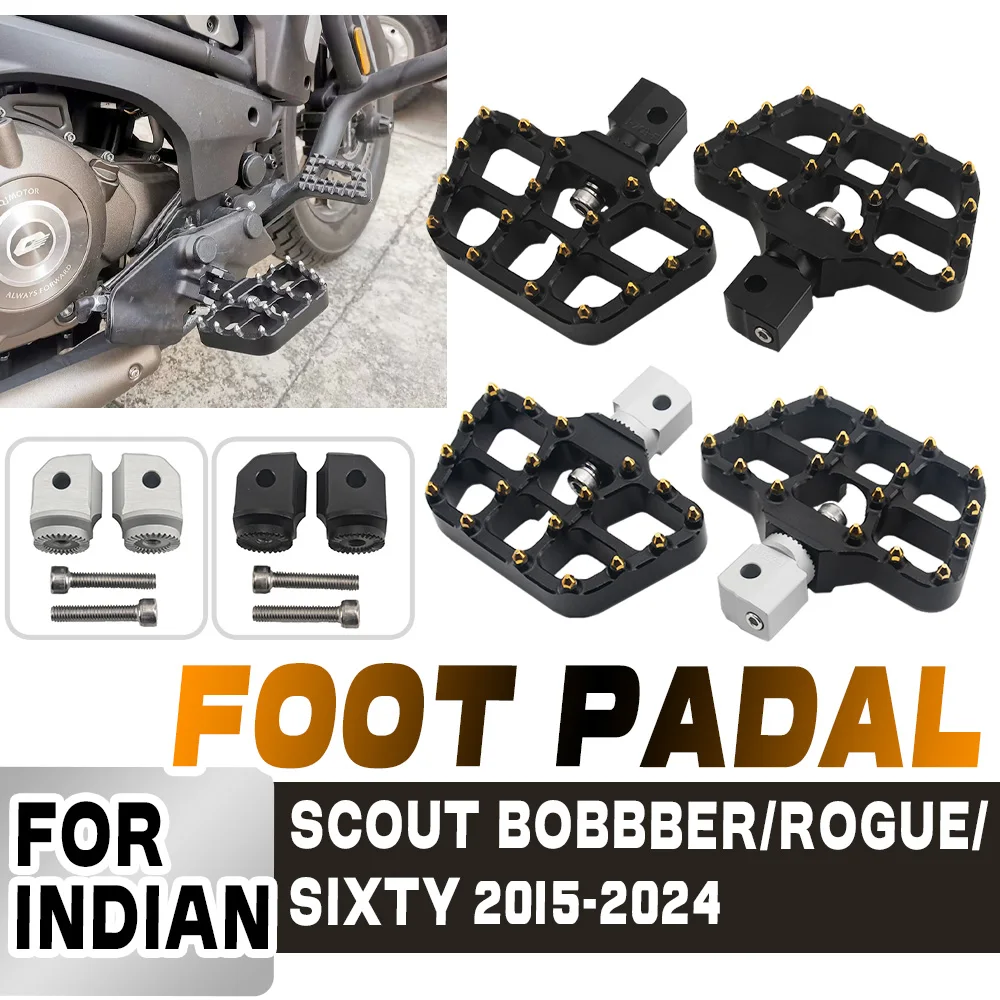 

For Indian Scout Bobber Twenty Sixty Rogue ABS Motorcycle Front Footrests Adjustable Wide Floorboards Rotatable Rider Foot Pegs