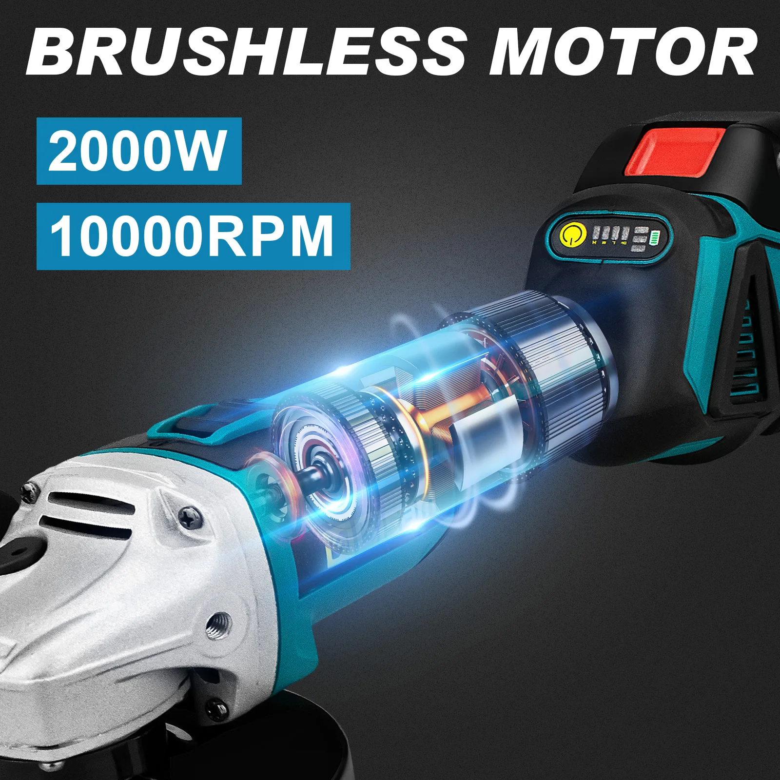 125mm M14 Brushless Angle Grinder Polishing Cutting Machine Cordless Electric Angle Grinder Power Tool for Makita 18V Battery