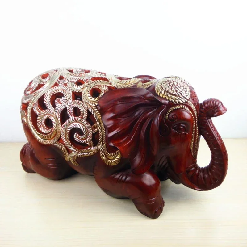 Vintage Livingroom Office Desktop Decoration Items Elefante Esculturas Looks Like Mahogany Hollow Antique Elephant Statue