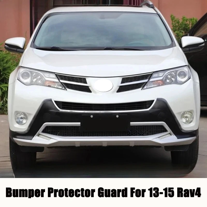 Front + Rear Bumper Protector Guard Bar For Toyota Rav4 RAV 4 2013-2015 High Quality with DRL Lights