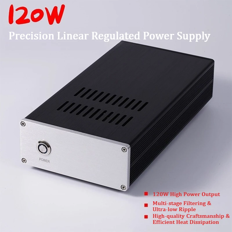 120W DC Linear Regulated Power Supply, Output 5V-24V Adjustable, Default 12V for HDD Enclosure NAS Router