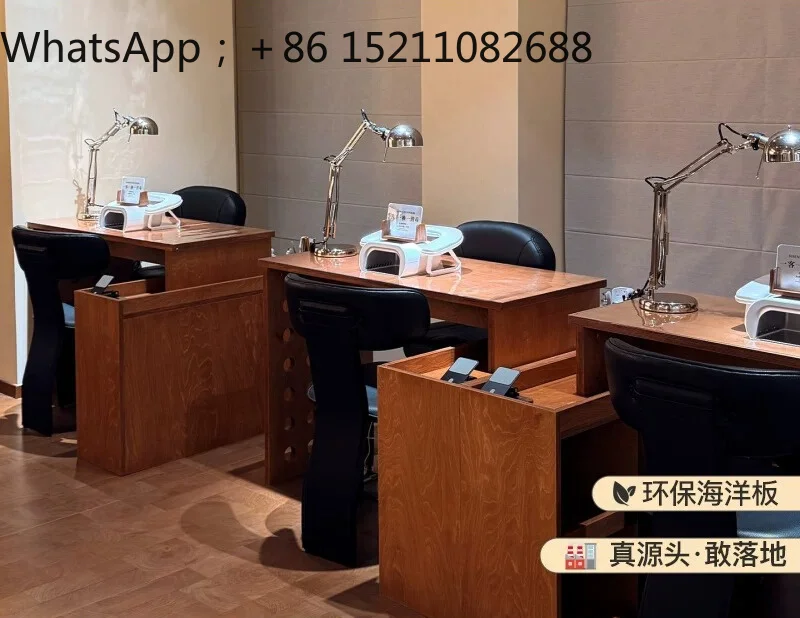 LLY Modern Simple Ocean Board Nail Table Wooden Workbench Light Luxury Nail Table for Nail Shop