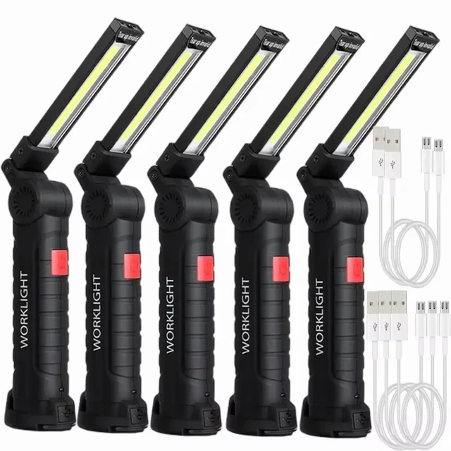 Nowa przenośna latarka LED COB ładowana przez USB lampa robocza magnetyczna lampa wisząca Lanterna z wbudowaną baterią latarka kempingowa