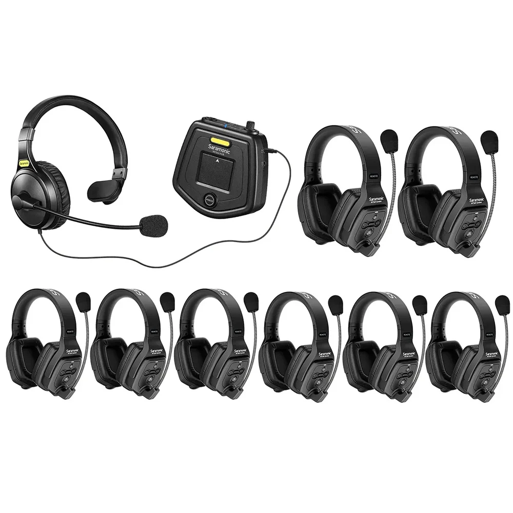 Saramonic Witalk WT9D Full Duplex Wireless Intercom Headset System Team Communication Headsets Microphone for Film Stage Sports