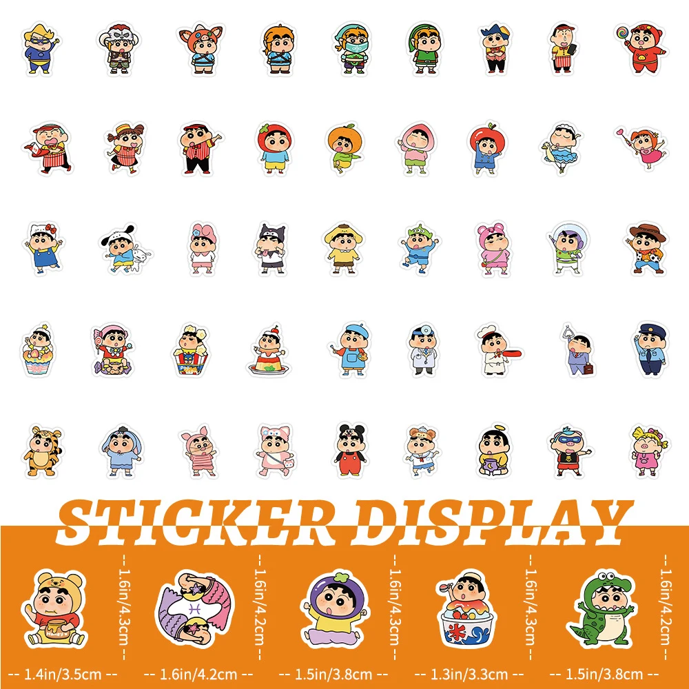 10/30/50/100pcs Classic Anime Crayon Shin-chan Stickers for Kids Cute Cartoon Sticker Toy Laptop Phone Water Bottle Decals Decor