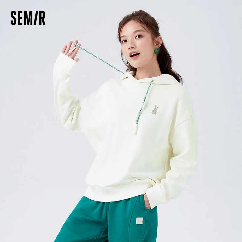 

Semir Sweatshirt Women Velvet Presbyopic Rabbit Pullover Retro Winter Trendy Fashion Loose Hooded Sweatshirt