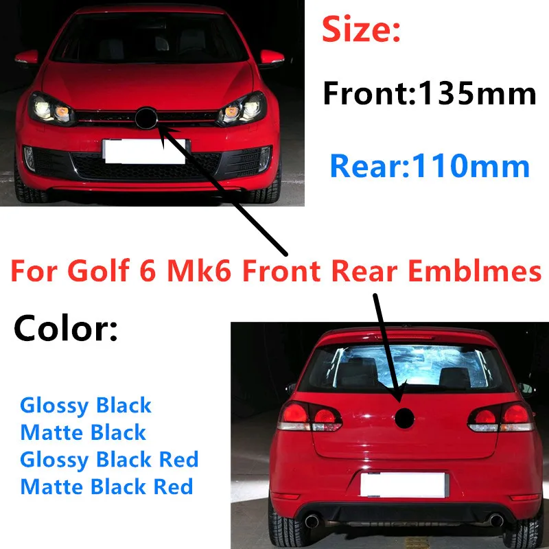 Für Golf 6 MK6 Auto-Frontgrill-Emblem, 135 mm, hinterer Kofferraumdeckel, Abzeichen, Logo, Ersatz für Modelle 2009–2012
