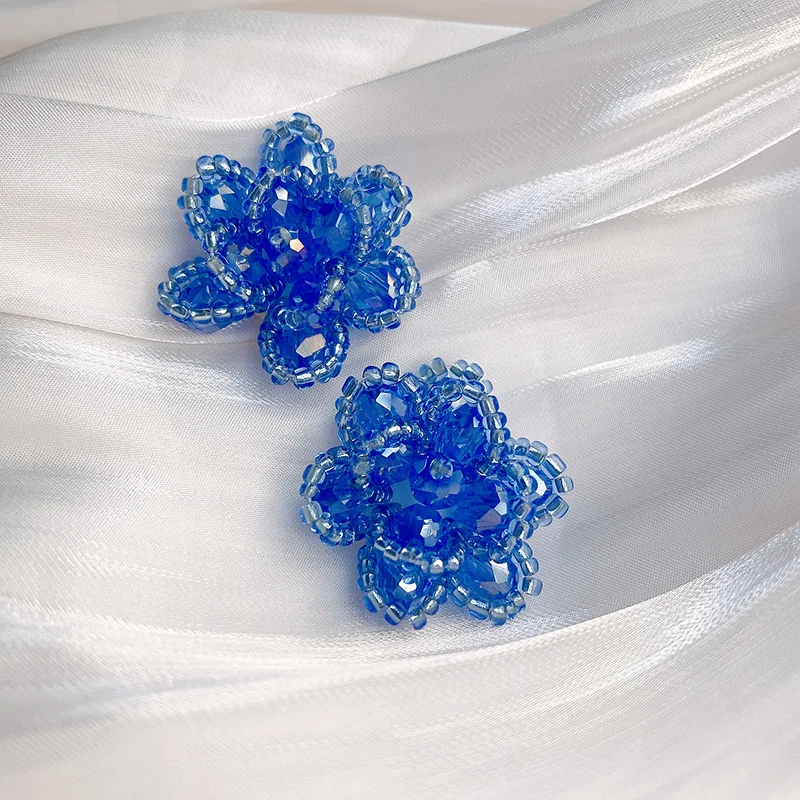 Ins All Match Beading Exquisite Lotus Stud Earrings Summer Girl Women Twinkling Jewelry Earrings