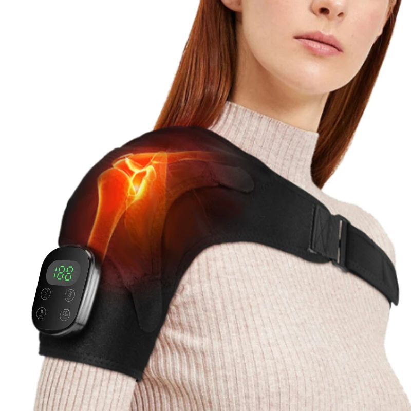 

Heated massage shoulder pads Red light physiotherapy Wireless control removable 6-speed electric massage hot compress shoulder