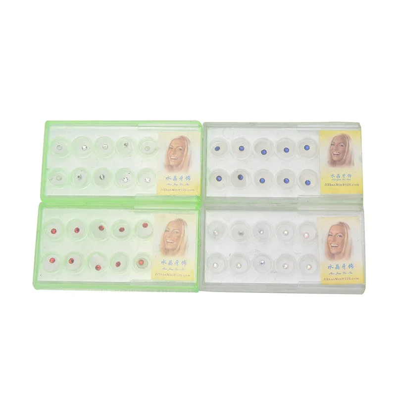 10Pc/Box 2mm Shiny Imitation Crystal Oral Dental Teeth Tooth Jewelry Ornament Acrylic Oral DIY Teeth Decoration With Storage Box