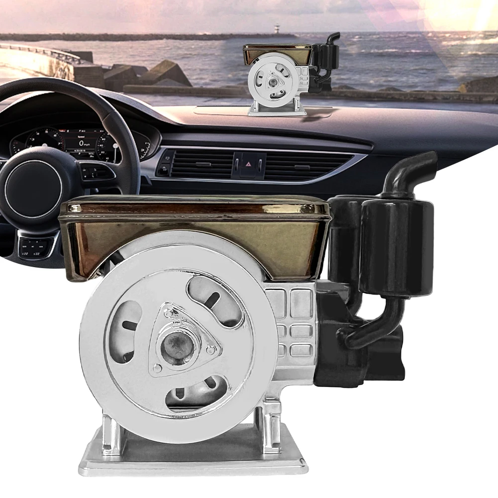 Rotating Solar Powered Car Air Freshener Diffuser with Vintage Engine Design for Effortless Fragrance and Air Purification
