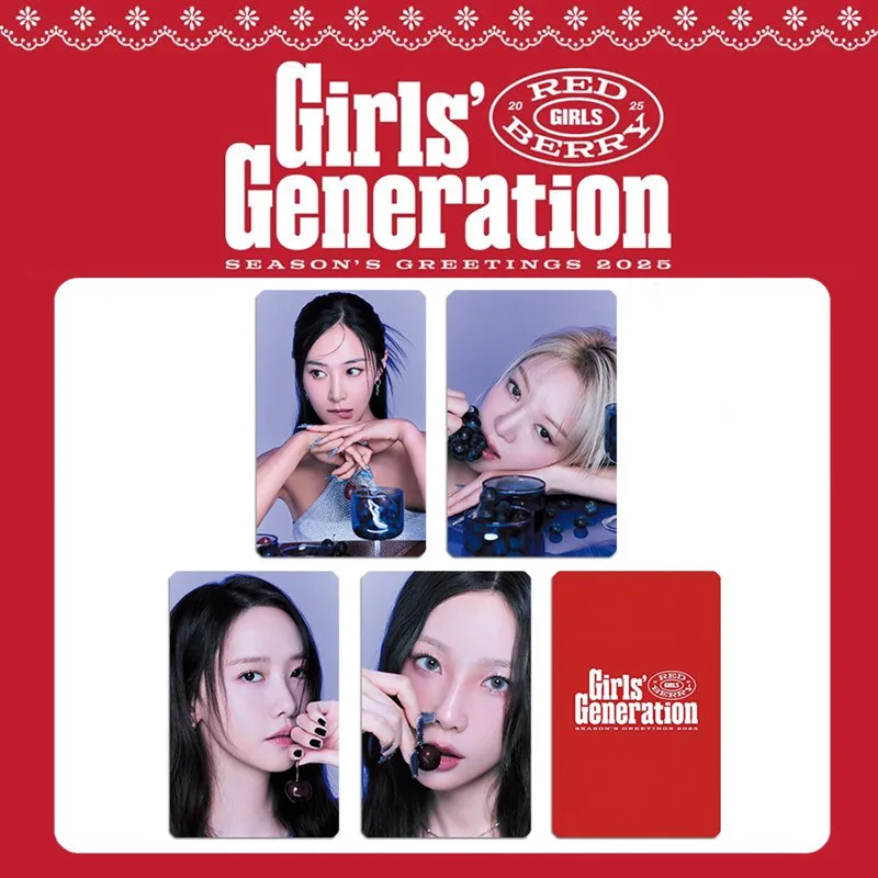 Kpop 4pcs Girls' Generation 2025 SEASON’S GREETINGS BEHIND Card Taeyeon Jessica Jung Hyoyeon Yoona Fans Collection Photocards