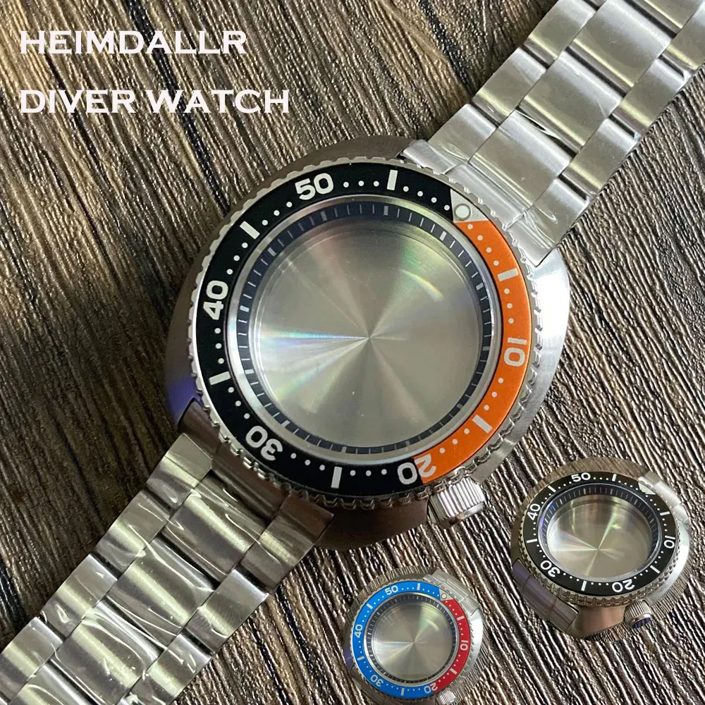 

Solid Heimdallr 46mm Stainless Steel King Turtle Case Sapphire Black Orange Bezel Fit NH35/36 Movement 3.8 O'clock 28.5mm Dial