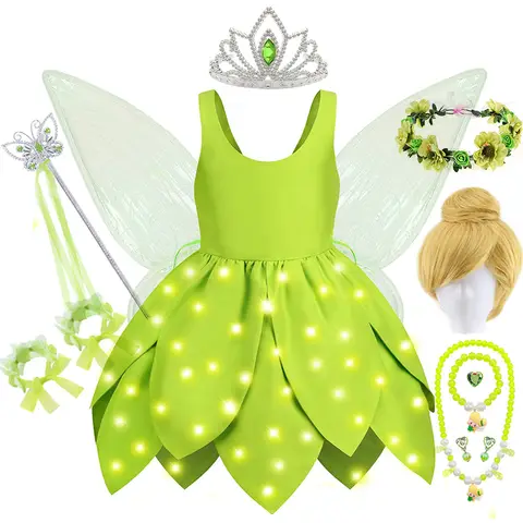 Baby meisje Tinker Bell fee jurk kind groen blad modellering bos elf cosplay kostuum peuter cosplay Halloween carnaval outfit