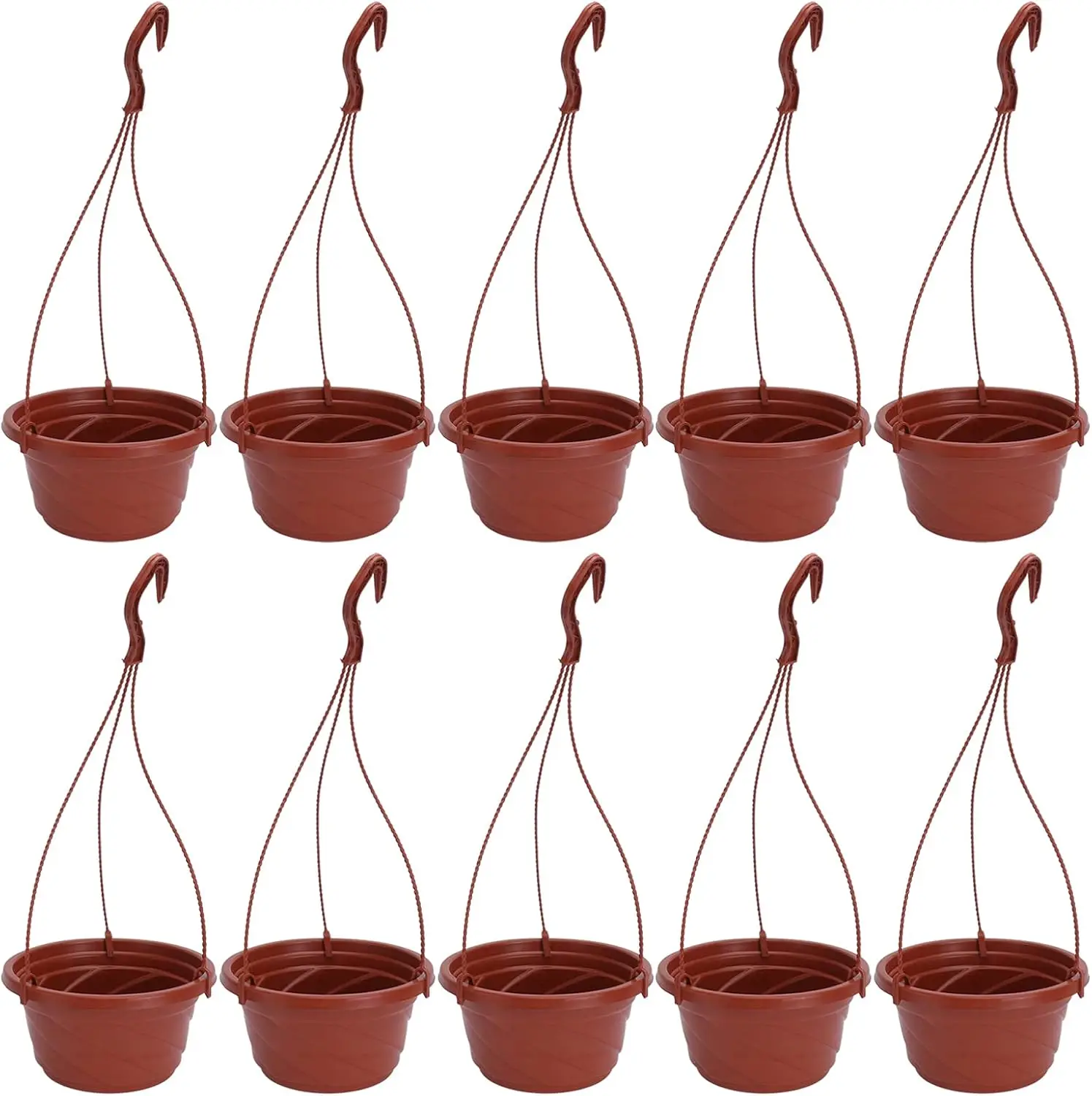 

10 Sets Plastic Hanging Planters with Drainage Holes and Detachable Hooks - 6.7 Inch Small Hanging Flower Pots for Indoo