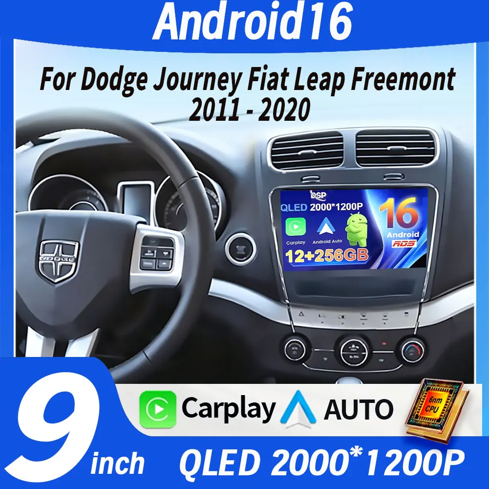 Android 16 Car Radio For Dodge Journey Fiat Leap 2012 - 2020 Multimedia Stereo Video Player Carplay Auto 4G WIFI GPS Navigation